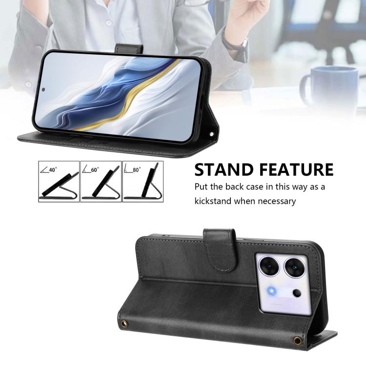 For Infinix Zero 30 5G Line Splicing Buckle Retro Leather Phone Case