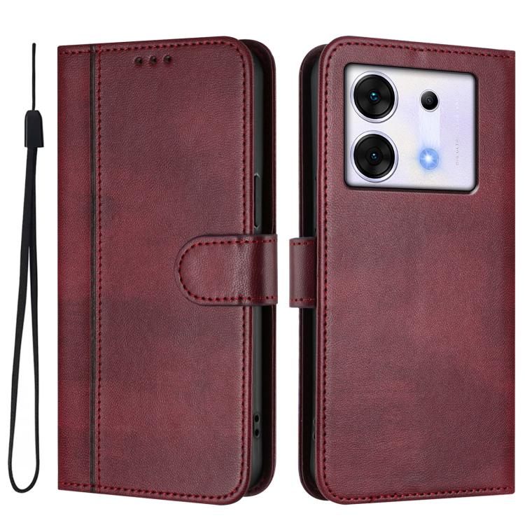For Infinix Zero 30 5G Line Splicing Buckle Retro Leather Phone Case