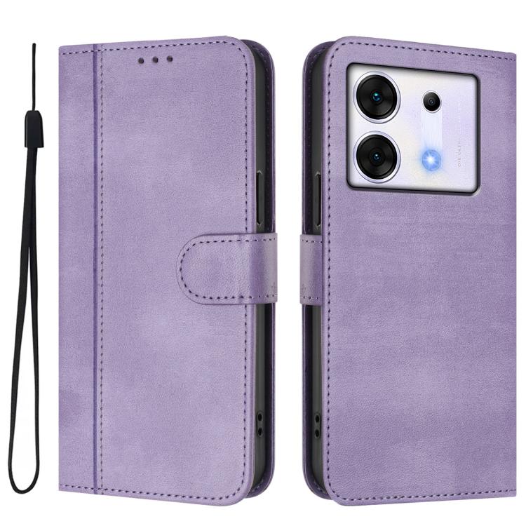 For Infinix Zero 30 5G Line Splicing Buckle Retro Leather Phone Case