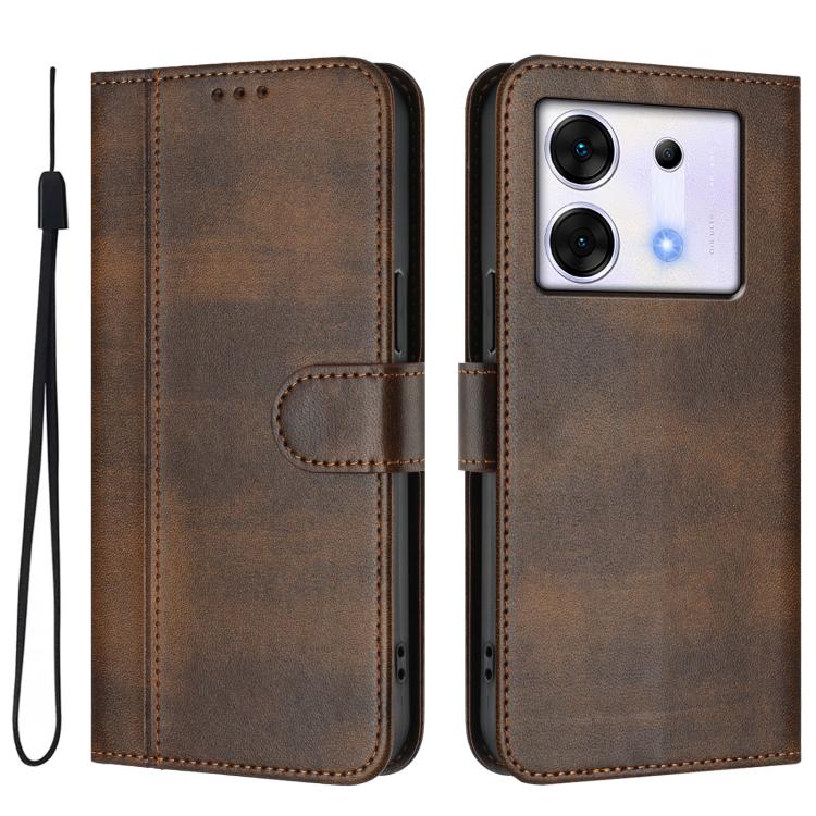 For Infinix Zero 30 5G Line Splicing Buckle Retro Leather Phone Case