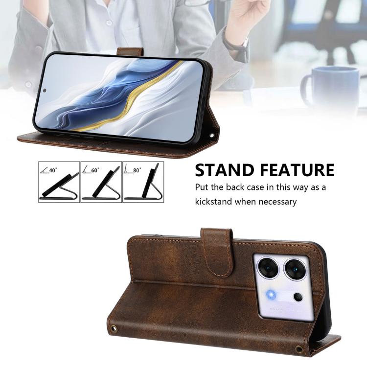 For Infinix Zero 30 5G Line Splicing Buckle Retro Leather Phone Case