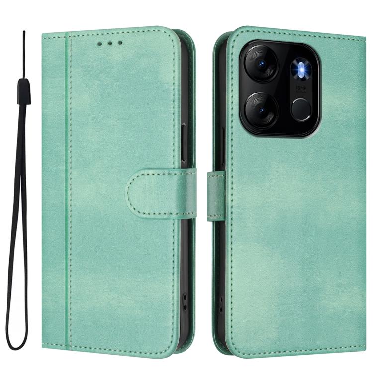 For Infinix Smart 7 / Tecno Pop 7 Line Splicing Buckle Retro Leather Phone Case