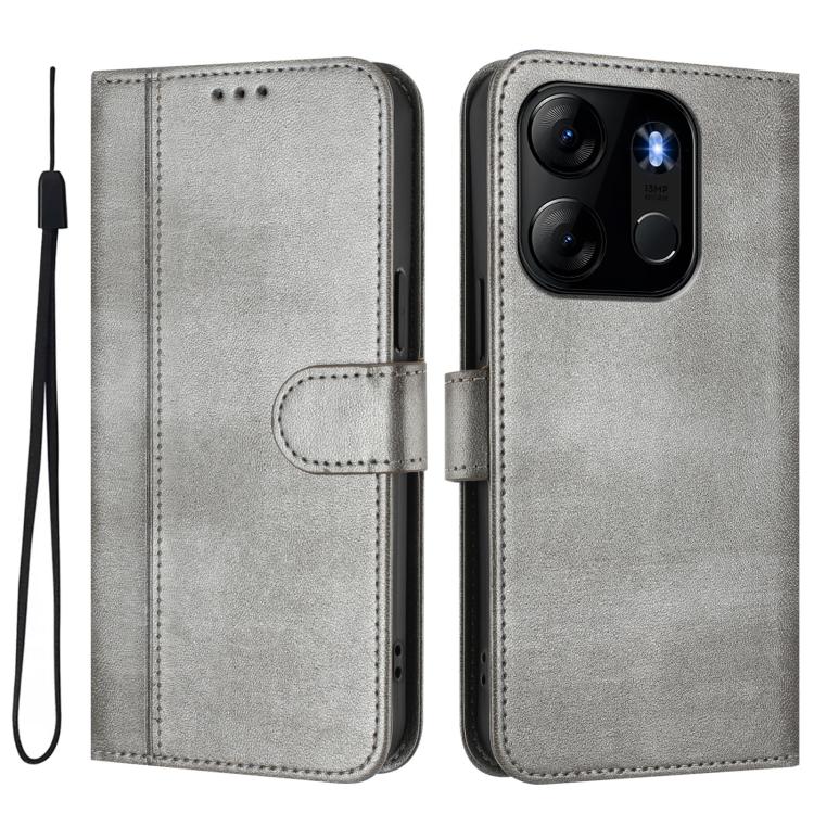 For Infinix Smart 7 / Tecno Pop 7 Line Splicing Buckle Retro Leather Phone Case