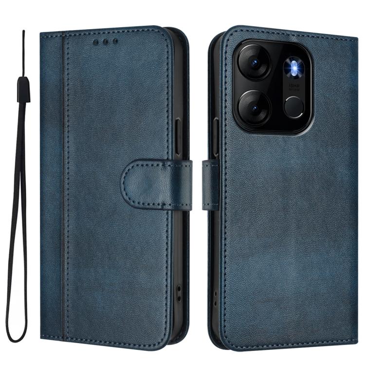 For Infinix Smart 7 / Tecno Pop 7 Line Splicing Buckle Retro Leather Phone Case