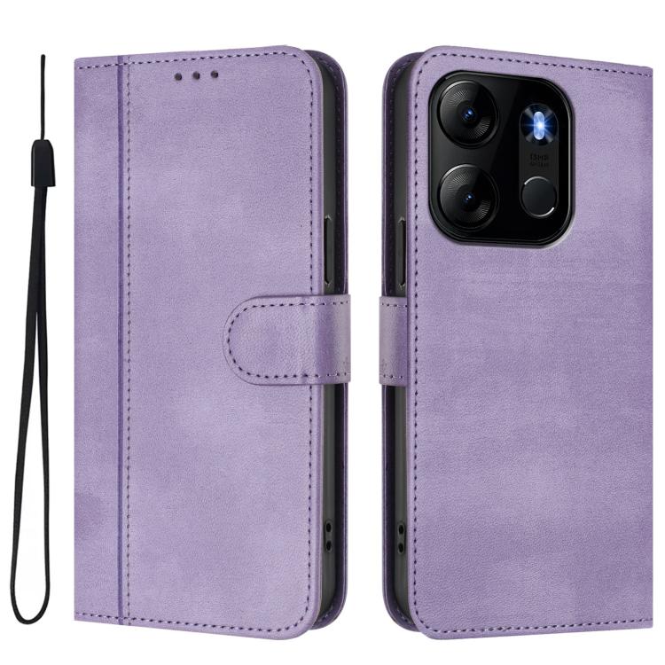 For Infinix Smart 7 / Tecno Pop 7 Line Splicing Buckle Retro Leather Phone Case