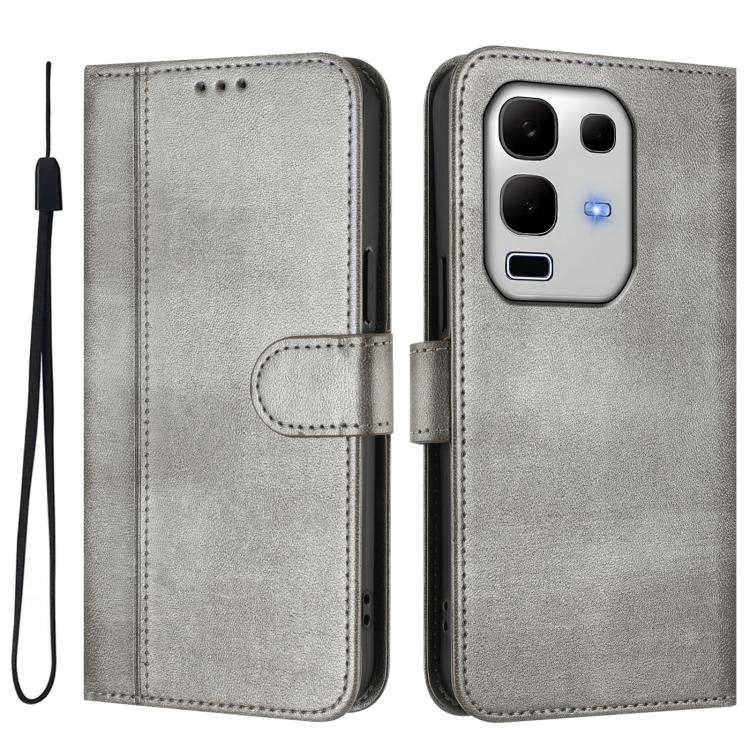 For Infinix Note 50s Line Splicing Buckle Retro Leather Phone Case