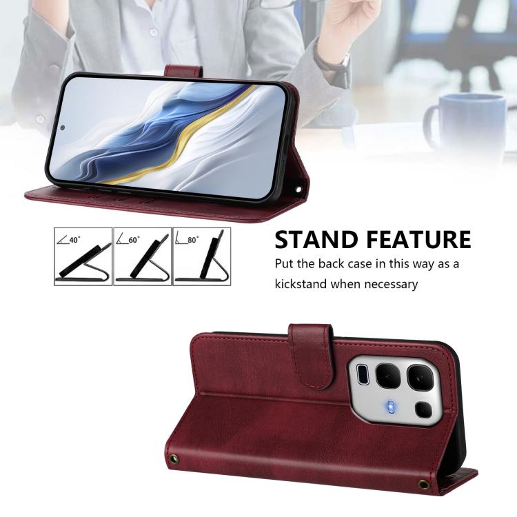 For Infinix Note 50s Line Splicing Buckle Retro Leather Phone Case