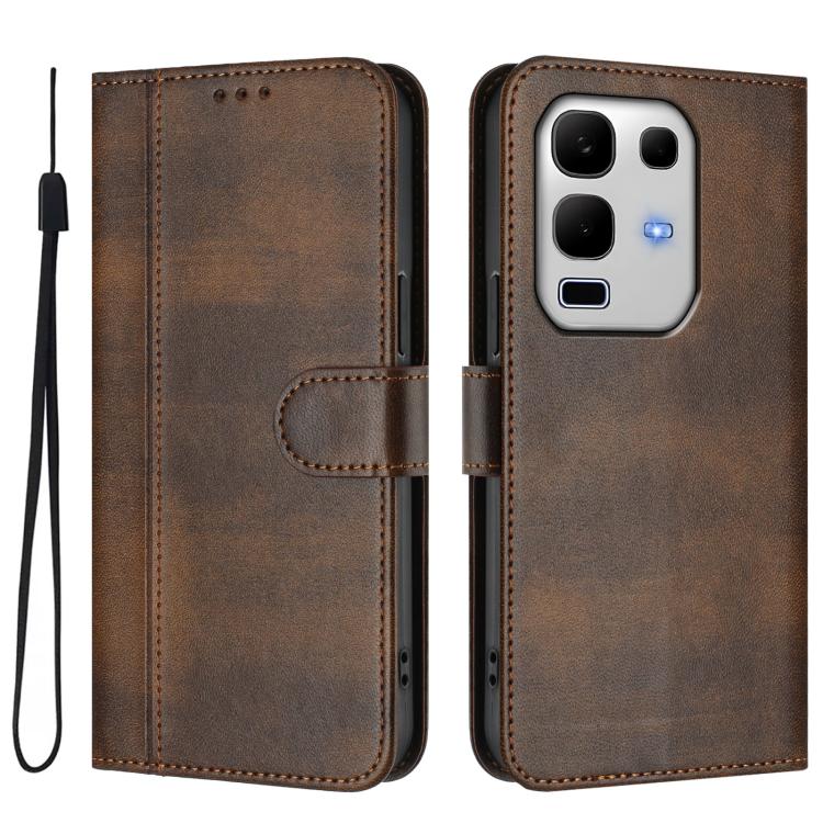 For Infinix Note 50s Line Splicing Buckle Retro Leather Phone Case