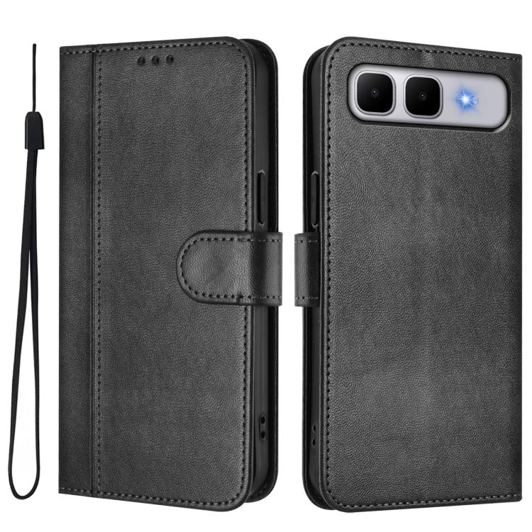 For Infinix Smart 10 Plus Line Splicing Buckle Retro Leather Phone Case