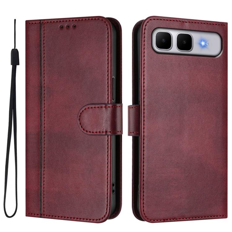 For Infinix Smart 10 Plus Line Splicing Buckle Retro Leather Phone Case