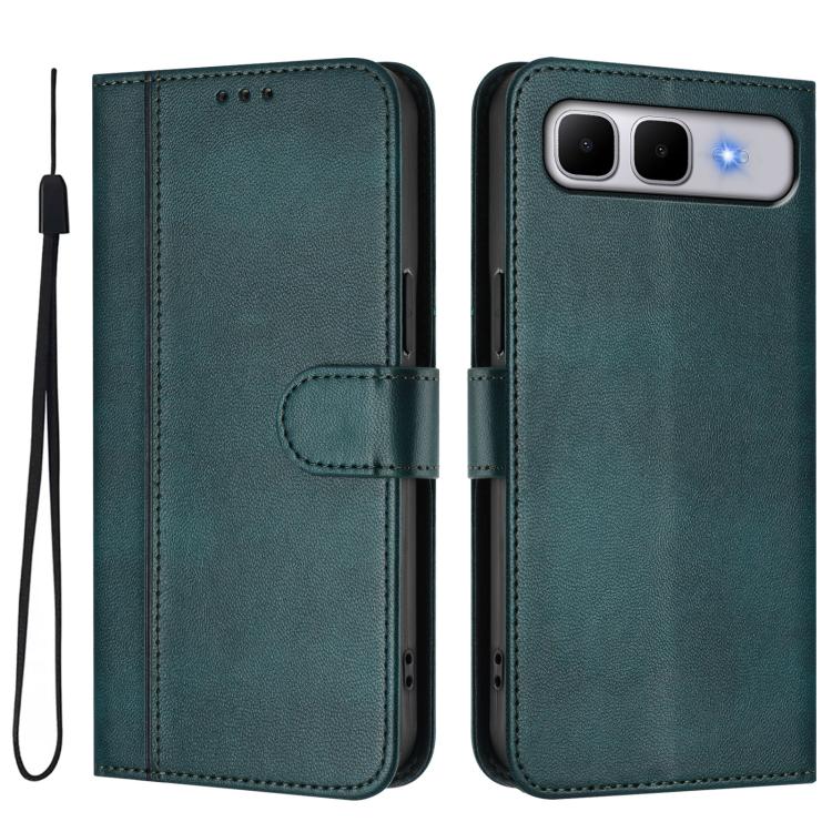 For Infinix Smart 10 Plus Line Splicing Buckle Retro Leather Phone Case