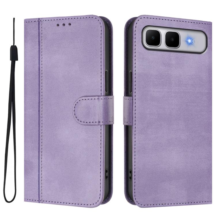 For Infinix Smart 10 Plus Line Splicing Buckle Retro Leather Phone Case