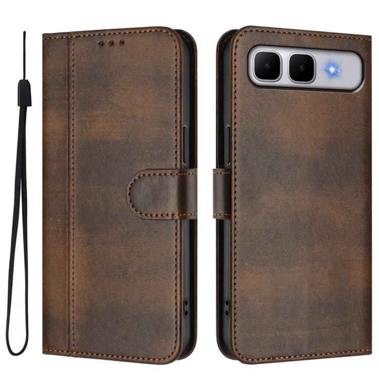 For Infinix Smart 10 Plus Line Splicing Buckle Retro Leather Phone Case