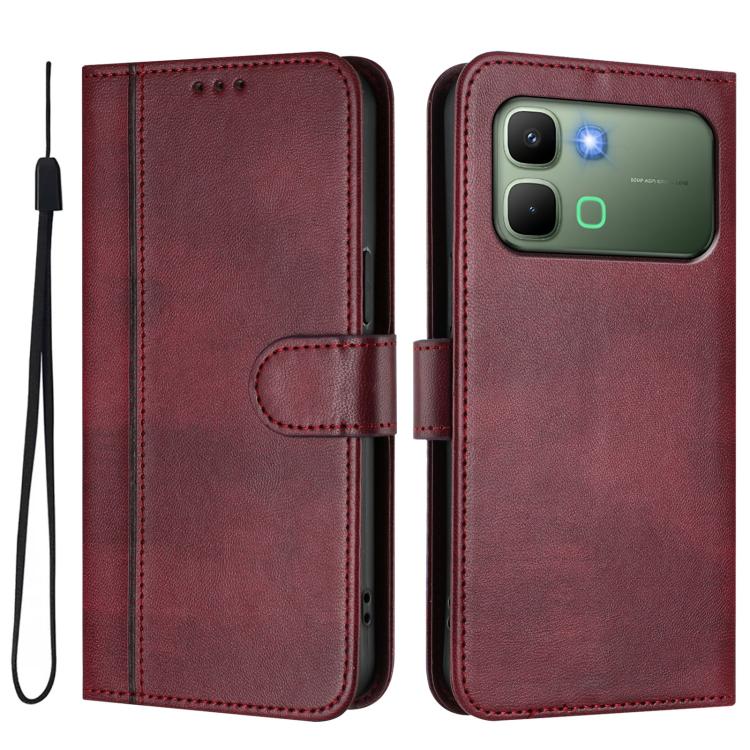 For Infinix Note Edge 5G Global Line Splicing Buckle Retro Leather Phone Case
