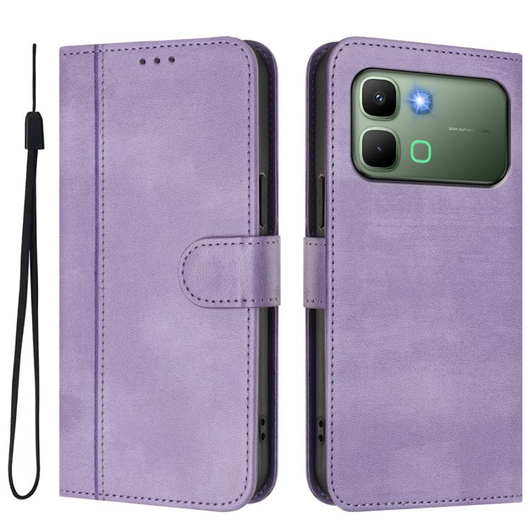 For Infinix Note Edge 5G Global Line Splicing Buckle Retro Leather Phone Case