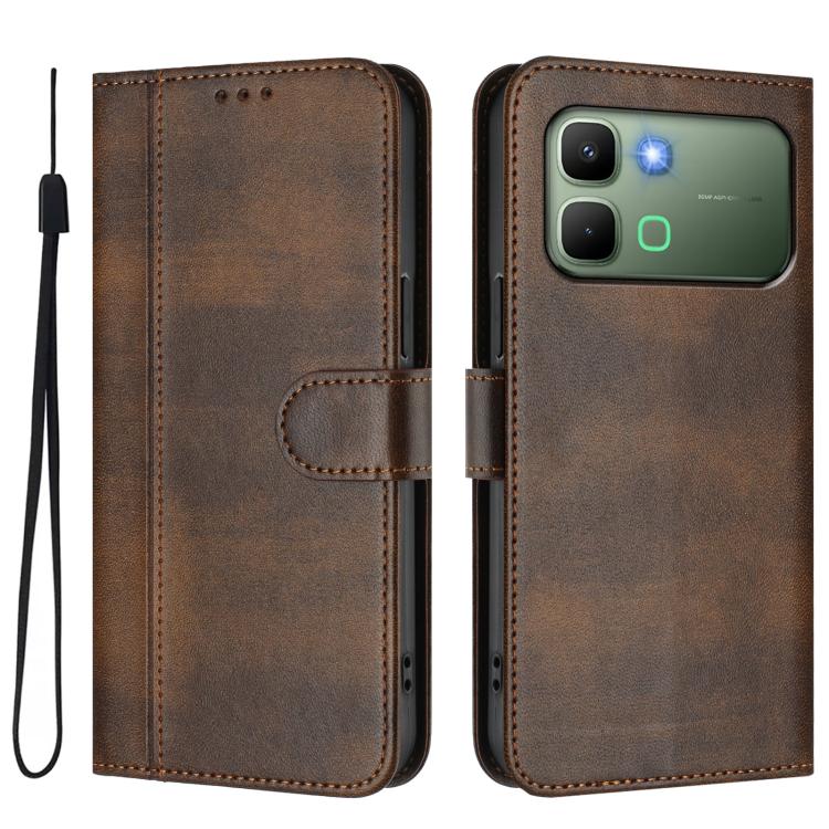 For Infinix Note Edge 5G Global Line Splicing Buckle Retro Leather Phone Case