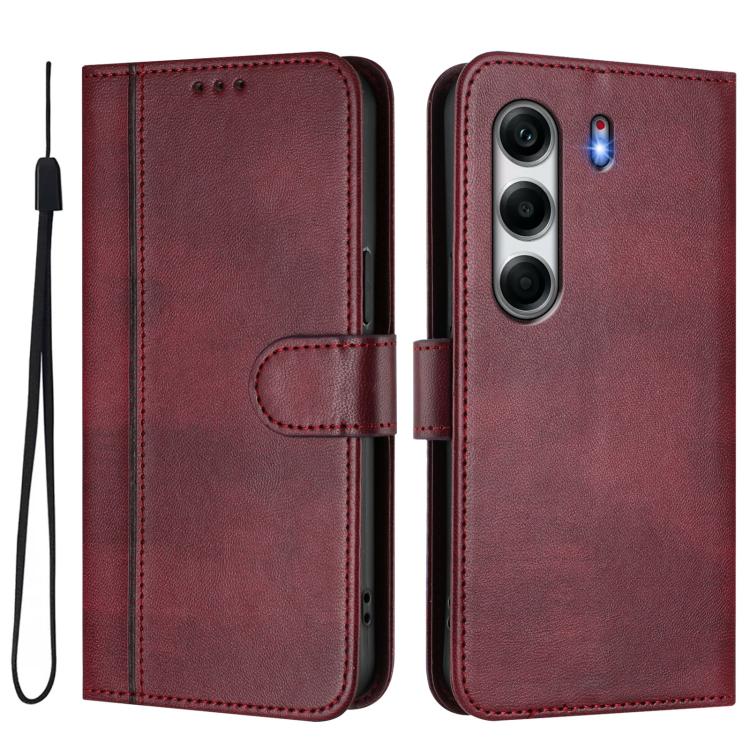 For Tecno Camon 40 Pro 4G Line Splicing Buckle Retro Leather Phone Case