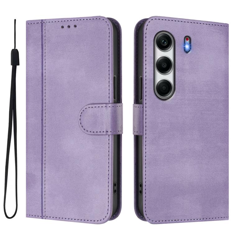 For Tecno Camon 40 Pro 4G Line Splicing Buckle Retro Leather Phone Case