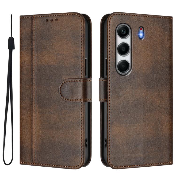 For Tecno Camon 40 4G Line Splicing Buckle Retro Leather Phone Case