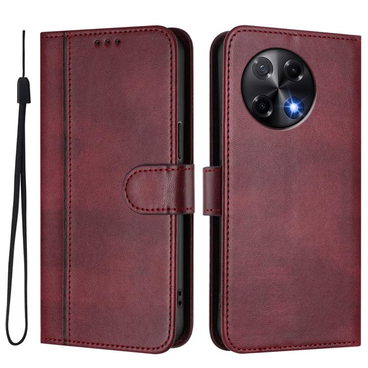 For Tecno Camon 30S / 30S Pro Line Splicing Buckle Retro Leather Phone Case