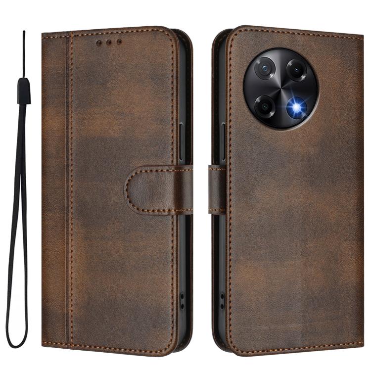 For Tecno Camon 30S / 30S Pro Line Splicing Buckle Retro Leather Phone Case
