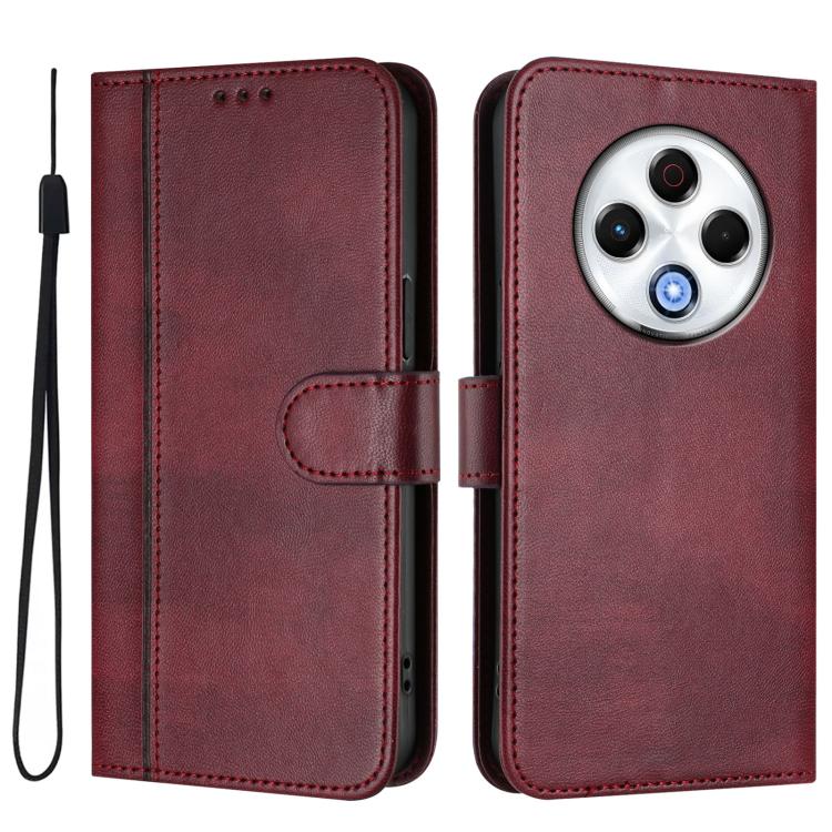 For Tecno Spark 30 4G Line Splicing Buckle Retro Leather Phone Case