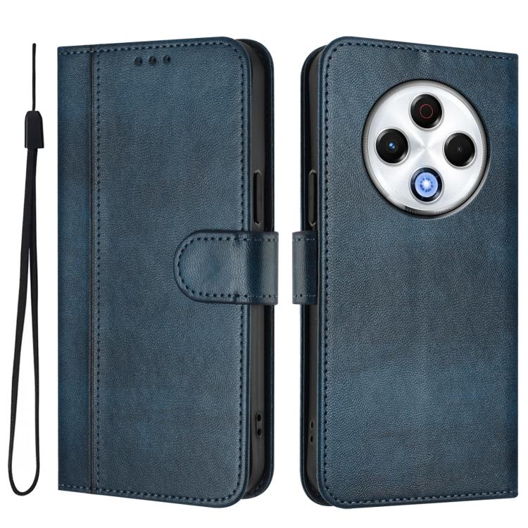 For Tecno Spark 30 4G Line Splicing Buckle Retro Leather Phone Case