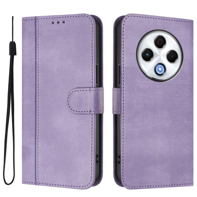 For Tecno Spark 30 4G Line Splicing Buckle Retro Leather Phone Case