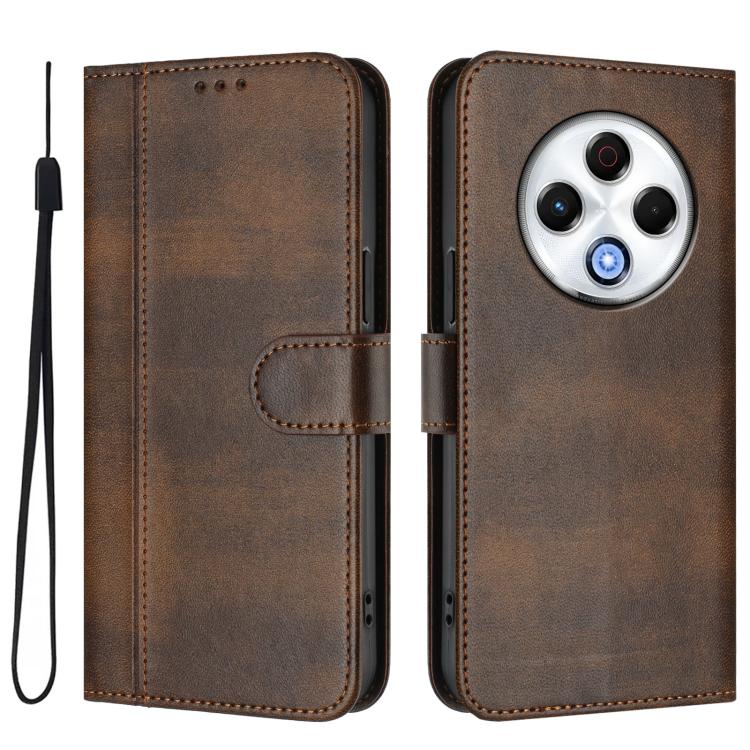 For Tecno Spark 30 4G Line Splicing Buckle Retro Leather Phone Case