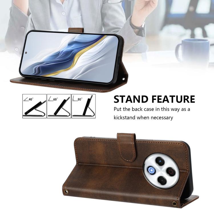 For Tecno Spark 30 4G Line Splicing Buckle Retro Leather Phone Case