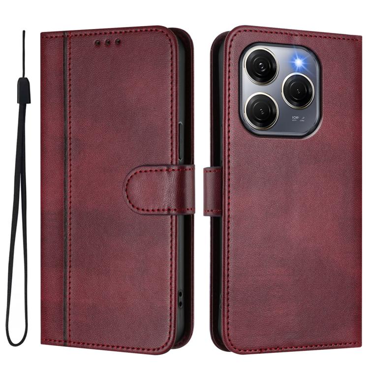 For Tecno Spark 20 Pro 5G Line Splicing Buckle Retro Leather Phone Case