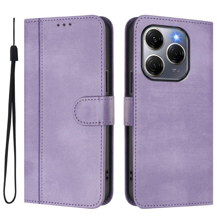 For Tecno Spark 20 Pro 5G Line Splicing Buckle Retro Leather Phone Case