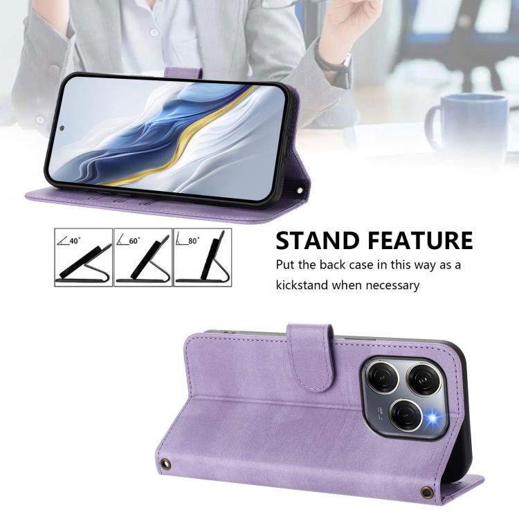 For Tecno Spark 20 Pro 5G Line Splicing Buckle Retro Leather Phone Case