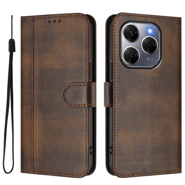 For Tecno Spark 20 Pro 5G Line Splicing Buckle Retro Leather Phone Case
