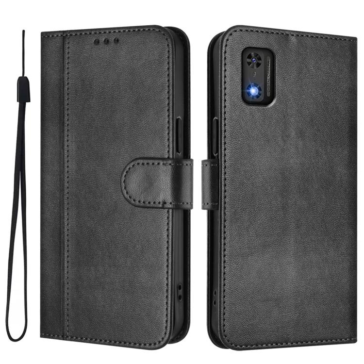 For Tecno Pop 6C Line Splicing Buckle Retro Leather Phone Case