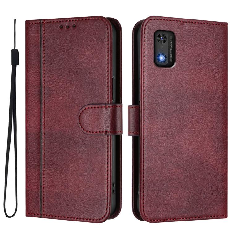 For Tecno Pop 6C Line Splicing Buckle Retro Leather Phone Case