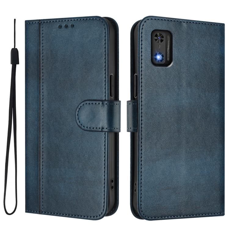 For Tecno Pop 6C Line Splicing Buckle Retro Leather Phone Case