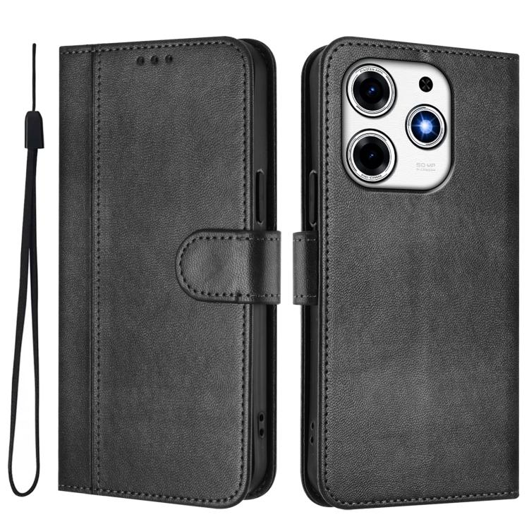 For Tecno Spark 10 Pro Magic Magenta Line Splicing Buckle Retro Leather Phone Case
