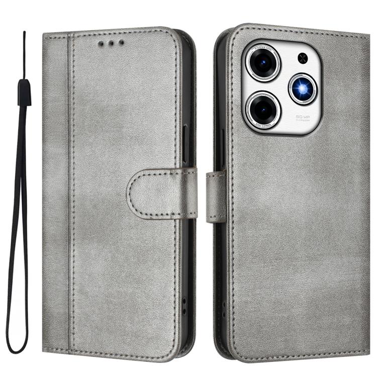 For Tecno Spark 10 Pro Magic Magenta Line Splicing Buckle Retro Leather Phone Case