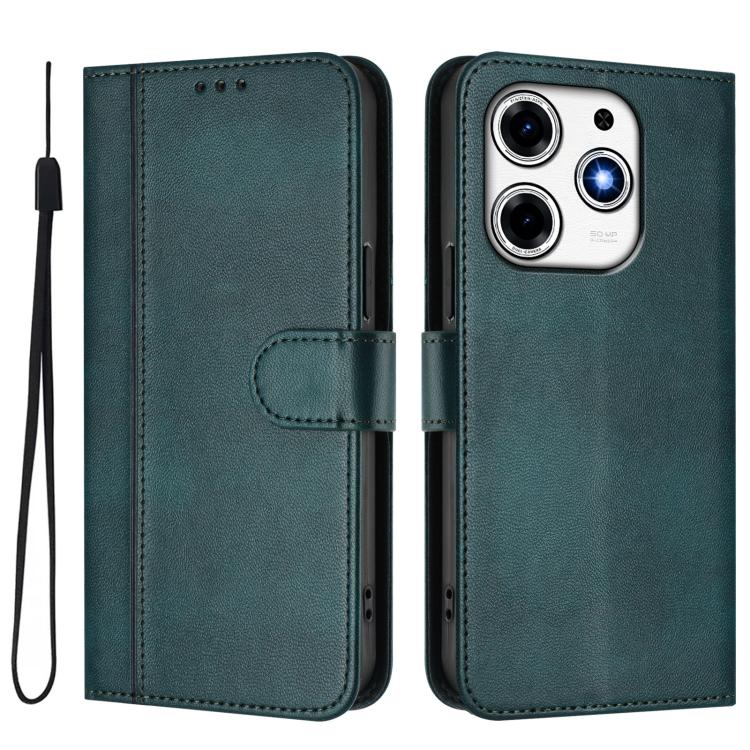 For Tecno Spark 10 Pro Magic Magenta Line Splicing Buckle Retro Leather Phone Case