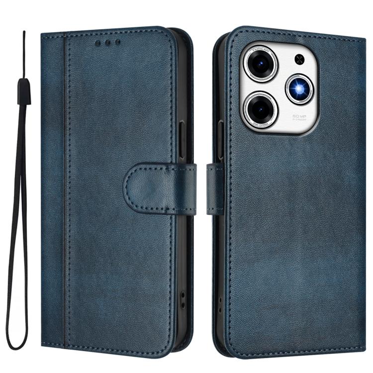For Tecno Spark 10 Pro Magic Magenta Line Splicing Buckle Retro Leather Phone Case