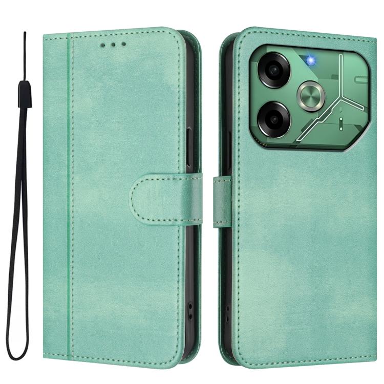 For Tecno Pova 6 4G Line Splicing Buckle Retro Leather Phone Case