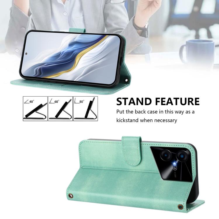 For Tecno Pova 6 4G Line Splicing Buckle Retro Leather Phone Case