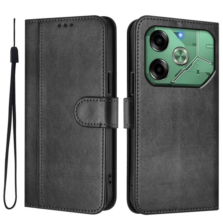 For Tecno Pova 6 4G Line Splicing Buckle Retro Leather Phone Case