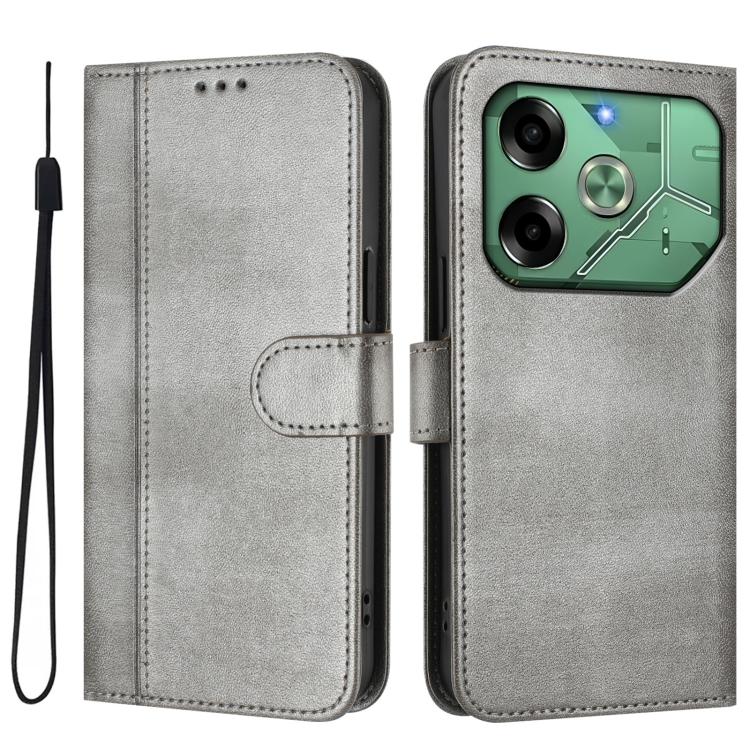 For Tecno Pova 6 4G Line Splicing Buckle Retro Leather Phone Case