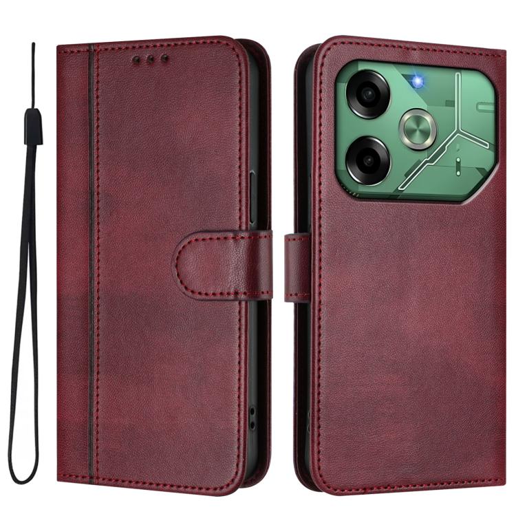 For Tecno Pova 6 4G Line Splicing Buckle Retro Leather Phone Case