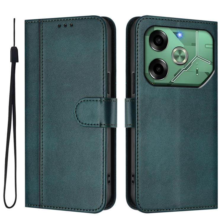 For Tecno Pova 6 4G Line Splicing Buckle Retro Leather Phone Case