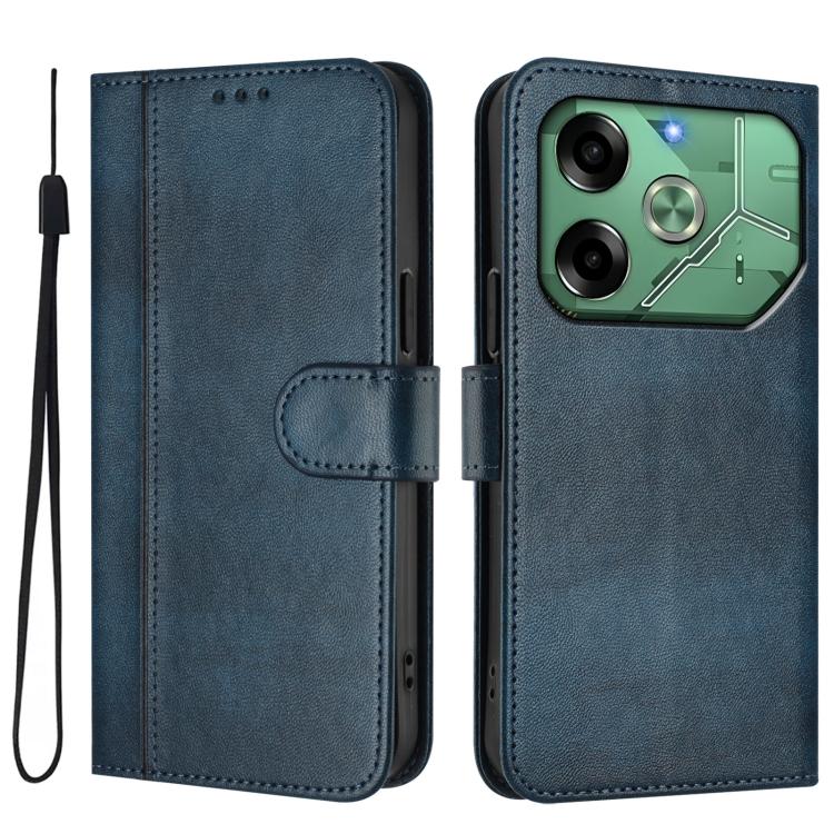 For Tecno Pova 6 4G Line Splicing Buckle Retro Leather Phone Case