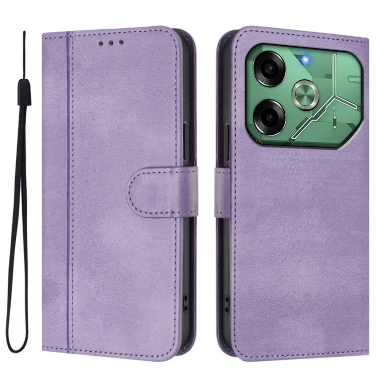 For Tecno Pova 6 4G Line Splicing Buckle Retro Leather Phone Case
