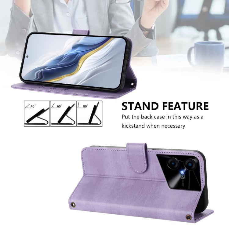 For Tecno Pova 6 4G Line Splicing Buckle Retro Leather Phone Case